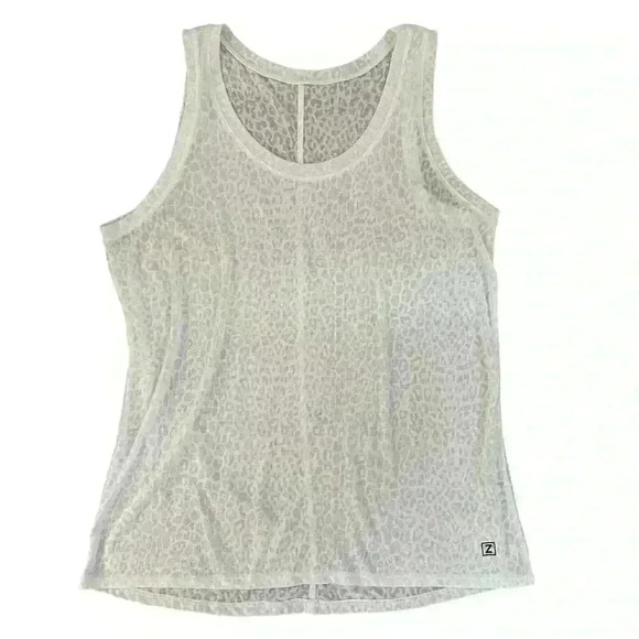 Z by ZELLA WHITE BURNOUT LEOPARD PRINT LOOSE FIT COTTON BLEND TANK SIZE LARGE - Picture 1 of 9